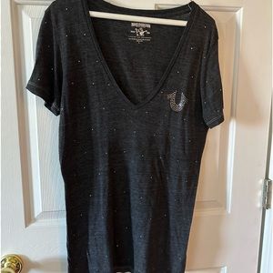True Religion t shirt with rhinestone scatter through out. V necked